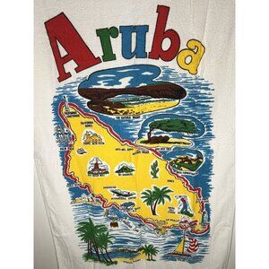 Vintage Cannon 70s/80s ARUBA colorful souvenir travel beach towel retro fringe